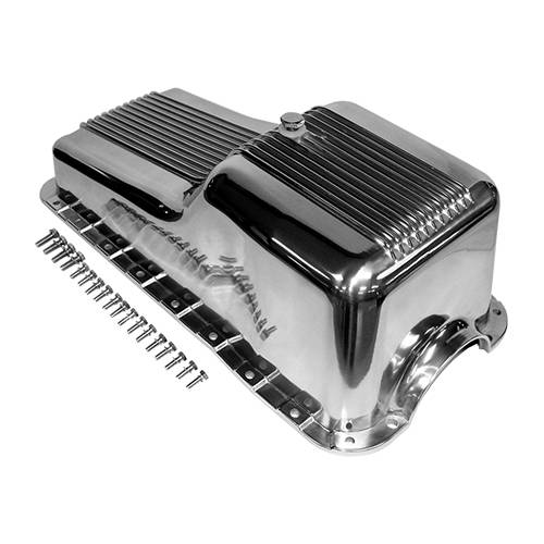 SBF Ford Polished Aluminum Oil Pan Retro Finned Fr